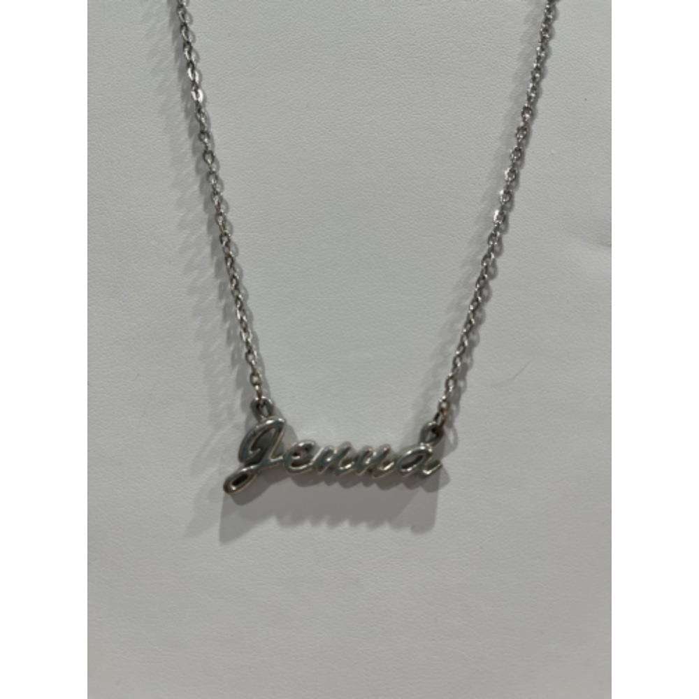 JENNA Silver Tone‎ Script name Necklace Chain Fashion Jewelry